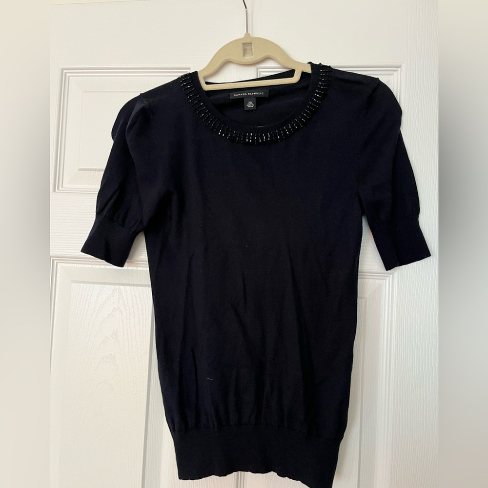 Embellished navy sweater by Banana Republic